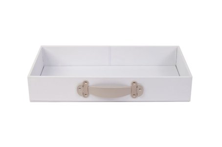 Caixa Gaveta de Couro tamanho P: 50L x 25P x 8A cor Branca