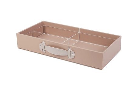 Caixa Gaveta de Couro tamanho P: 50L x 25P x 8A cor Rosé